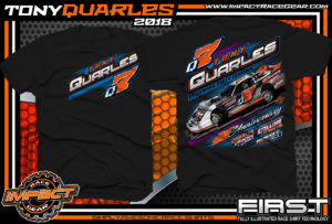 Tony Quarles South Carolina Rocket XR1 Lucas Oil Super Dirt Late Model Shirts Black