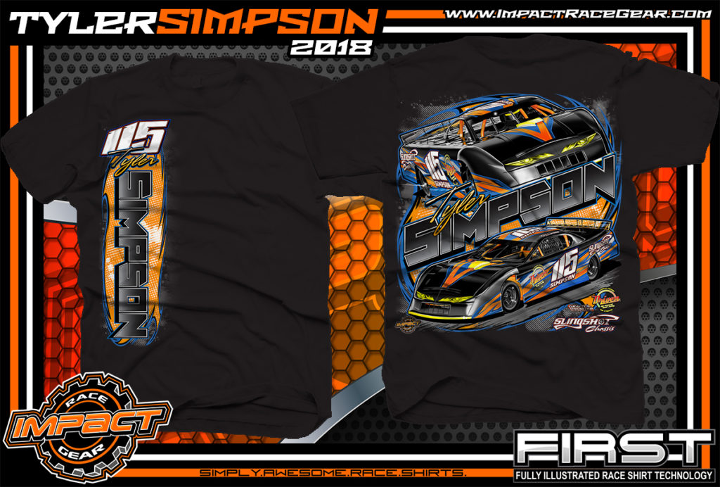 Tyler Simpson Asphalt Late Model Racing T-Shirts Florida Black - Impact ...