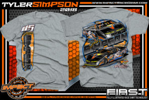 Tyler Simpson Asphalt Late Model Racing T-Shirts Florida Sport Grey