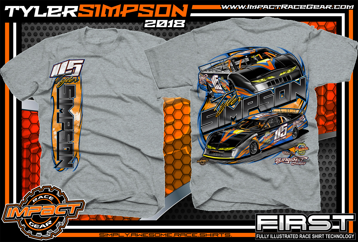 Tyler Simpson Asphalt Late Model Racing T-Shirts Florida Sport Grey ...