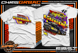 Chris-Grbac-Dirt-Racing-T-Shirt-Modified-Super-Dirtcar-Big-Block-Modified-New-Jersey-White