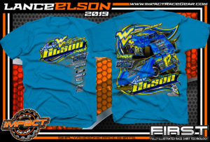 Lance-Elson-Ridge-Runner-Dirt-Late-Model-Racing-T-Shirts-Modified-Tees-West-Virginia-Neon-Blue