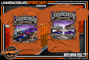 Lawrenceburg-Speedway-Track-Shirts-Dirt-Late-Model-Racing-T-Shirts-Texas-Orange