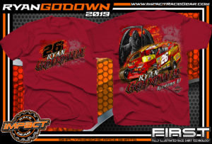 Ryan-Godown-Dirt-Racing-T-Shirts-Modified-Racer-Shirts-New-Jersey-USMTS-Cardinal-Red