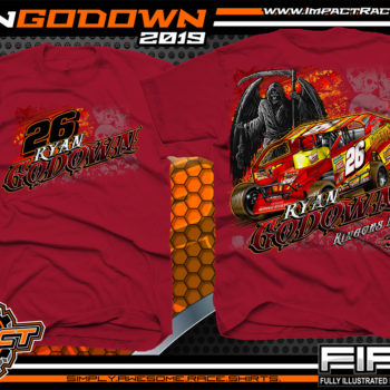 Ryan-Godown-Dirt-Racing-T-Shirts-Modified-Racer-Shirts-New-Jersey-USMTS-Cardinal-Red