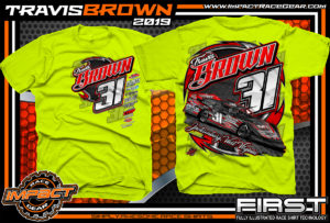 Travis-Brown-Race-TShirts-Lucas-Oil-Dirt-Late-Model-Racing-Series-West-Virginia-Safety-Yellow