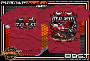 Tyler-County-Speedway-Dirt-Racing-Gear-Track-TShirts-Americas-Baddest-Bullring-Race-Track-Apparel-Cardinal