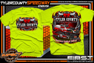 Tyler-County-Speedway-Dirt-Racing-Gear-Track-TShirts-Americas-Baddest-Bullring-Race-Track-Apparel-Safety-Yellow