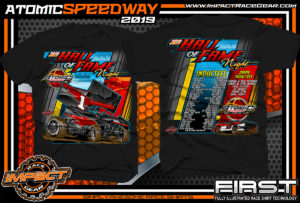 Atomic Speedway Hall of Fame Night Event T-Shirts Chillicothe, Ohio Dirt Racing Shirts World of Outlaws Winged Sprint Cars Jeff Gordon Black