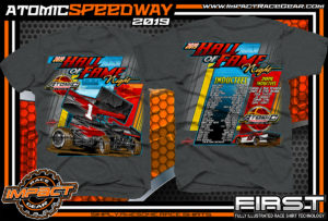 Atomic Speedway Hall of Fame Night Event T-Shirts Chillicothe, Ohio Dirt Racing Shirts World of Outlaws Winged Sprint Cars Jeff Gordon Dark Heather