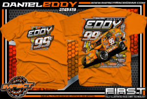 Daniel Eddy Dirt Racing Shirts Modified Racing T-Shirts Orange