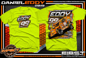 Daniel Eddy Dirt Racing Shirts Modified Racing T-Shirts Safety Yellow
