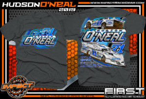 Hudson O'Neal Lucas Oil Dirt Late Model Racing T-Shirt Martinsville Indiana Longhorn Race Cars Racing Shirts Dark Heather