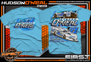 Hudson O'Neal Lucas Oil Dirt Late Model Racing T-Shirt Martinsville Indiana Longhorn Race Cars Racing Shirts Sky