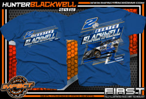 Hunter Blackwell Dirt Late Model Racing T-Shirts Tennessee Racing Shirts Royal