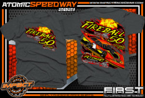 Fireball-50-Atomic-Speedway-Ohio-Dirt-Racing-T-Shirt-Dk-Heather