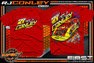 RJ-Conley-Lucas-Oil-Late-Model-Dirt-Portsmouth-Raceway-Park-Racing-Shirt-Red