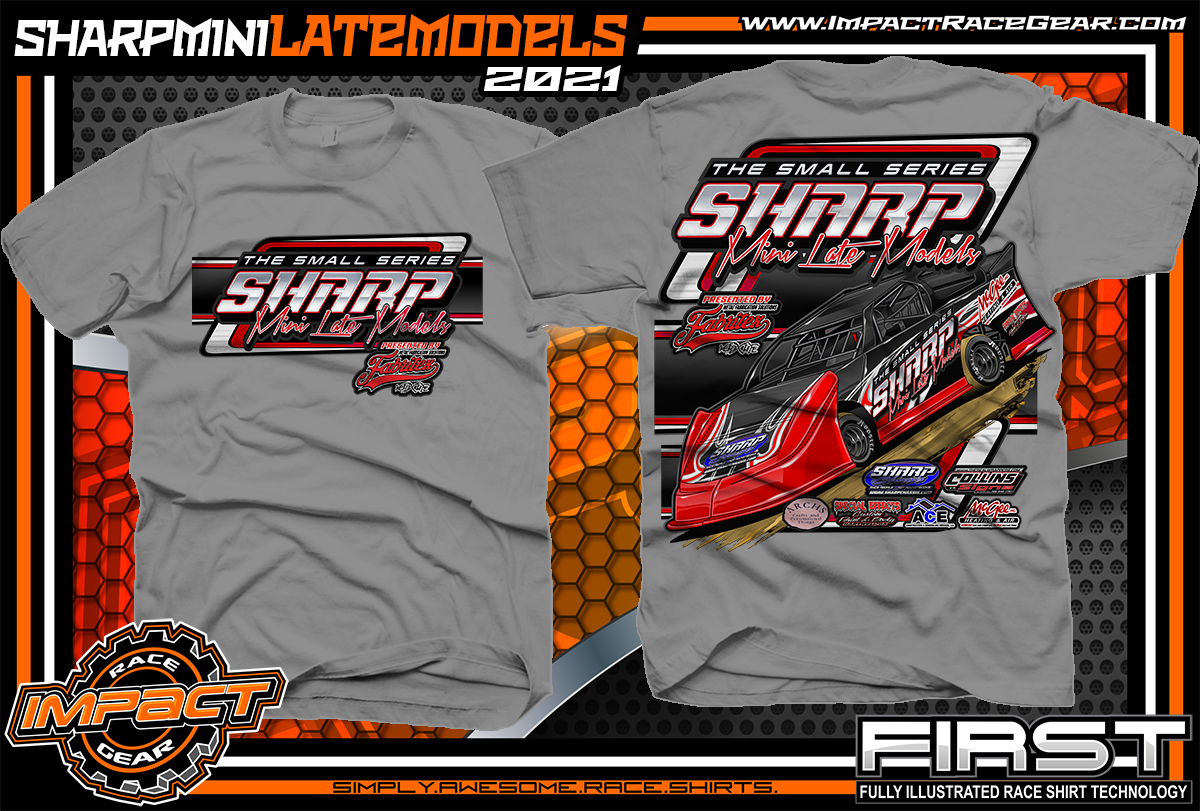 Sharp-Mini-Late-Model-Dirt-Track-Racing-T-Shirt-Med-Grey - Impact RaceGear