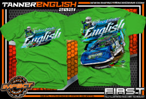 Tanner-English-LiveWire-Lucas-Oil-Racing-Series-Dirt-Late-Model-T-Shirt-Electric-Green