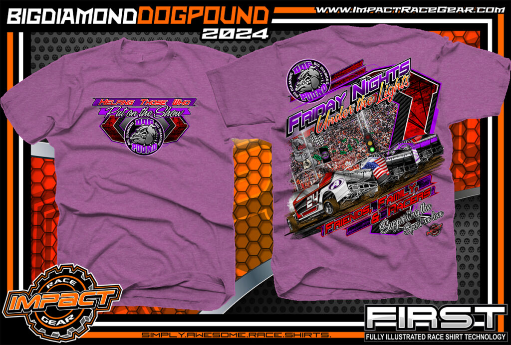 Big Diamond Dog Pound Modified Dirt Racing Track Car Shirt