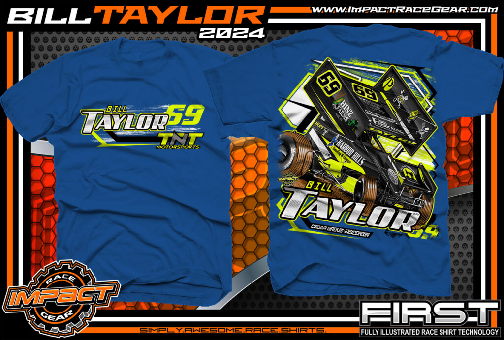 Bill Taylor Winged Sprint Car Dirt Track Racing Apparel